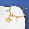 Starfish 304 Stainless Steel Charm Bracelets BJEW-C135-02G-2