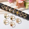 Round Natural Mixed Stone Finger Rings RJEW-C119-09G-2