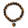 8.5mm Round Natural Tiger Eye Beaded Stretch Bracelets BJEW-C074-01Q-2