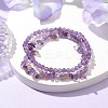 Chip & Round Natural Amethyst Beaded Stretch Bracelets for Women BJEW-JB10189-03-2