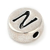 925 Sterling Silver Flat Round with Letter Beads STER-G044-01AS-N-2