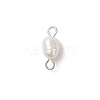 Natural Cultured Freshwater Pearl Rice Connector Charms PALLOY-JF04478-02-3