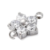 304 Stainless Steel Micro Pave Cubic Zirconia Flower Connector Charms STAS-U042-01P-02-2