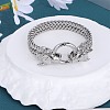 304 Stainless Steel Wolf Link Bracelet with Mesh Chains for Men Women BJEW-SZ0002-65-5