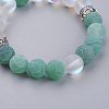 Natural Weathered Agate(Dyed) Beaded Stretch Bracelets BJEW-JB03556-3
