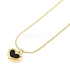 Ion Plating(IP) 304 Stainless Steel Black Enamel Boston Link Chains Heart Pendant Necklaces for Women NJEW-K276-13G-1