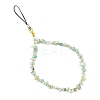 Natural Flower Amazonite Chip & CCB Plastic Round Beaded Mobile Straps HJEW-FZ00003-1