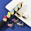 Brass Enamel Adjustable Cuff Rings for Women RJEW-G357-01D-1