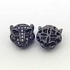 Brass Micro Pave Cubic Zirconia Leopard Beads ZIRC-L007-41-2