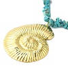 Boho Dyed Synthetic Turquoise Chip & Plastic Pearl Multi Layered Necklaces NJEW-U006-04A-G-3
