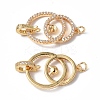 Brass Micro Pave Clear Cubic Zirconia Fold Over Clasps KK-P223-44G-1