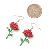 Flower Handmade Glass Seed Beads Dangle Earrings EJEW-MZ00684-01-3