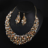 Alloy Rhinestone Pendant Necklaces & Teardrop Stud Dangle Earring Sets for Women WG99E9F-04-2