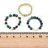 3 Pcs Natural Gemstone & Cultured Freshwater Pearl & Brass Beaded Stretch Ring Set RJEW-JR01084-5
