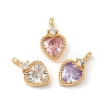 Brass Micro Pave Cubic Zirconia Charms KK-S531-02G-1
