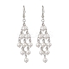 Rhombus 304 Stainless Steel Shell Pearl Dangle Earrings EJEW-TA00770-3