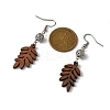 6 Pairs 6 Styles Natural Walnut Wood with Alloy Bead Dangle Earrings for Women EJEW-JE06102-4