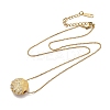 304 Stainless Steel Pave Clear Glass Rhinestone Shell Shape Pendant Ball Chain Necklaces for Women NJEW-K255-53G-1