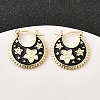 Flower Brass Enamel Hoop Earrings EJEW-Z157-02G-1