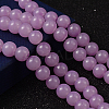 Violet Color Spray Painted Round Imitation Jade Glass Beads Strands X-DGLA-S076-8mm-22-1