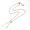 304 Stainless Steel Rose Lariat Necklaces NJEW-I240-18-2