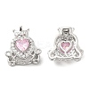 Brass Micro Pave Pink Cubic Zirconia Charms KK-F860-74P-02-1