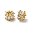 Brass Micro Pave Cubic Zirconia European Beads KK-B142-13A-01G-2