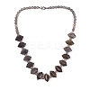 Natural Grey Agate Round & Cone Beaded Necklaces NJEW-N064-03C-1
