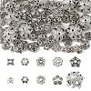 100Pcs 10 Styles Tibetan Style Bead Caps TIBE-YW0001-88-1