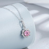 Flower 925 Sterling Silver Pave Cubic Zirconia Pendant Necklaces for Women FS-WG92113-04-1