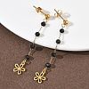 304 Stainless Steel Glass Tassel Stud Earrings EJEW-G453-05G-01-2