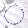 Natural Blue Aventurine(Dyed & Heated) Chip & Resin Evil Eye & Glass Seed Beaded Necklaces NJEW-JN05294-1