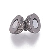 Brass Micro Pave Cubic Zirconia Magnetic Clasps with Loops ZIRC-G097-01B-2