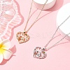 2Pcs 2 Colors Mom Daughter Hand in Hand Family Heart Alloy Pendant Necklaces NJEW-FS0001-10A-8