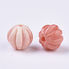 Synthetic Coral Corrugated Melon Beads CORA-R017-05-2