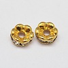 Flower Brass Crystal Rhinestone Bead Spacers RB-D302-G-2