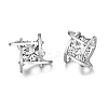 Brass Micro Pave AAA Cubic Zirconia Stud Earring EJEW-EE0004-01P-1
