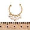 Brass Natural Freshwater Pearl Adjustable Open Cuff Rings for Women RJEW-U064-01G-5