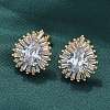 Brass Micro Pave Clear Cubic Zirconia Stud Earrings EJEW-C139-03G-3