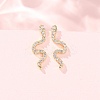 Brass Micro Pave Cubic Zirconia Stud Crawler Earrings KK-CBAA351-16G-01-1