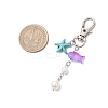 7Pcs Starfish Synthetic Turquoise & Glass Fish Beads Pendant Decorations HJEW-JM04134-3