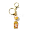 Japanese Maneki Neko Brass Bell Pendant Keychain KEYC-WH0036-13LG-02-1