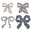 4Pcs 4 Styles Bowknot Glass Rhinestone Beading Flower Applqiues PATC-GO0001-11-1