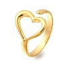 Hollow Heart 304 Stainless Steel Adjustable Open Cuff Rings for Women RJEW-M103-01B-G-2
