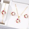 Ring Alloy Rhinestone Pendant Necklaces & Braceleta & Stud Earrings Sets WG4EA96-03-1