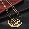 201 Stainless Steel Moon & Arabic Pendants Box Chain Necklaces for Women Men LS-NJEW-R013-02G-3