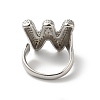 Letter Brass Micro Pave Clear Cubic Zirconia Open Cuff Ring for Women RJEW-N046-03W-P-3