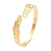 304 Stainless Steel Feather Shape Cuff Bangles BJEW-F457-27G-3