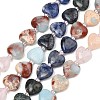Gradient Color Cherry Quartz Glass & Synthetic Shoushan Stone & Natural Quartz Crystal & Sodalite Kambaba Jasper Beads Strands G-B185-A08-3
