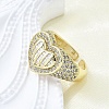 Brass Micro Pave Clear Cubic Zirconia Cuff Rings for Women RJEW-G347-01G-1